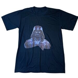 Y2K Darth Vader Graphic T-Shirt Star Wars Movie Tee Black Men's Size S Flaw Back